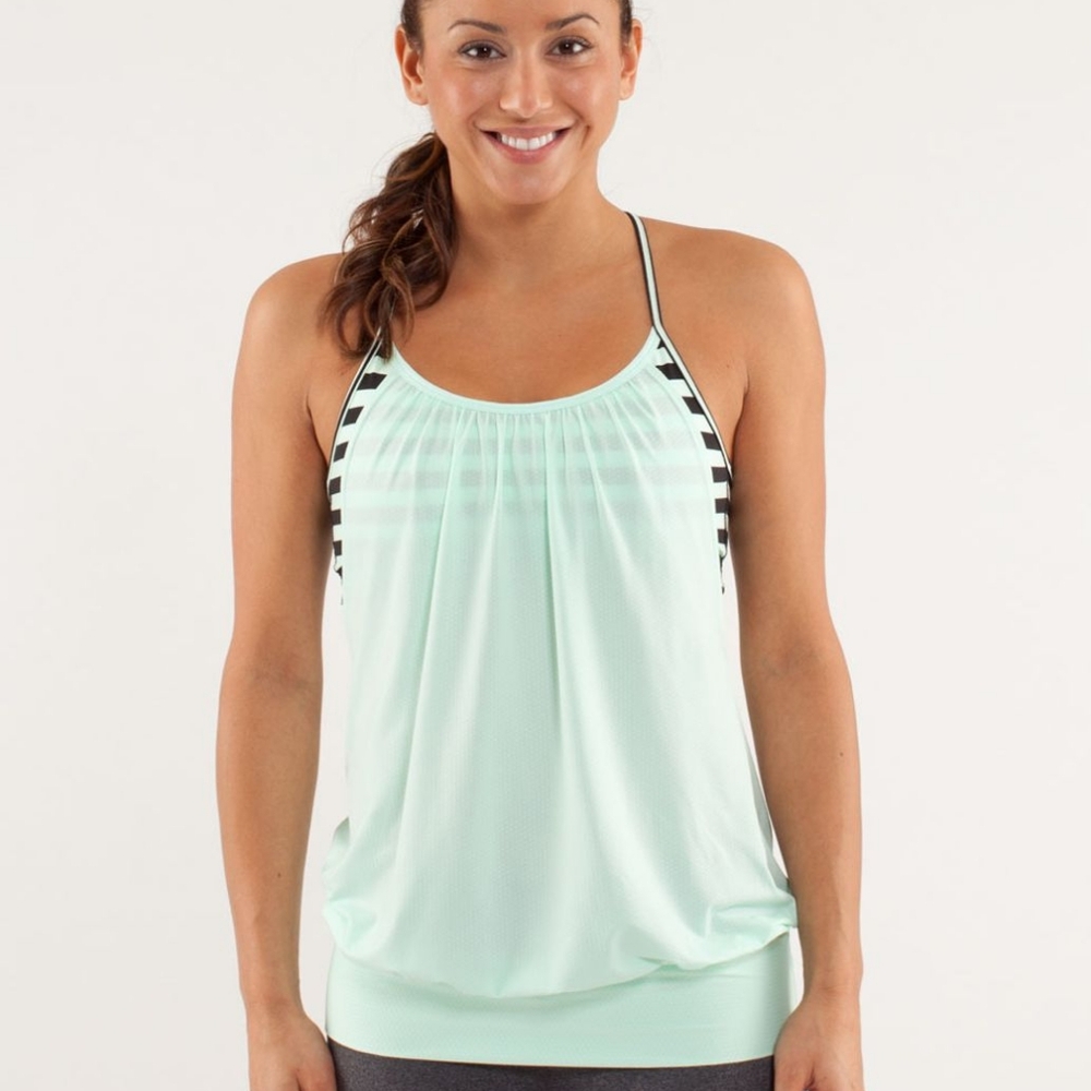 Lululemon No Limits TankMint Moment / Sea Stripe Mint Moment Black Size 6